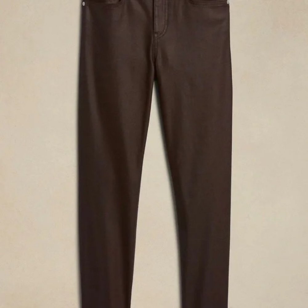 Banana Republic Ultra High-Rise Slim Coated Jean size 35L Dark Green - Picture 5 of 5